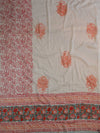 Handloom Mul Cotton Handblock Printed Suit Set-White & Green