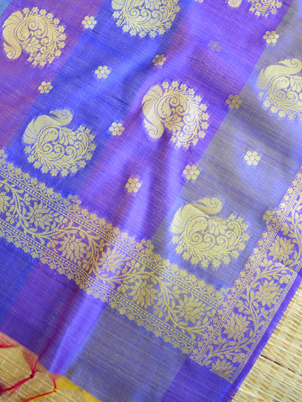 Banarasee Brocade Salwar Kameez Fabric With Cotton Silk Dupatta-Black & Blue