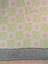 Handloom Mul Cotton Handblock Printed Suit Set-Sky Blue & White