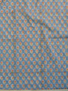 Handloom Mul Cotton Handblock Printed Suit Set-Sky Blue & White