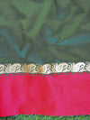 Banarasee Art Silk Saree With Floral Woven Contrast Pallu & Border-Green & Red