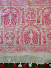 Bhagalpuri Handloom Pure Linen Block Printed Saree-White