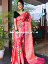 Banarasee Organza Mix Saree With Resham & Zari Jaal Design & Border-Red