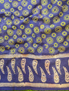 Handloom Mul Cotton Bagru Print Saree-Indigo
