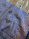 Banarasee Kora Muslin Saree With Tanchoi Design & Skirt Border-Gold & Violet