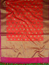 Banarasee Organza Mix Saree With Tanchoi Design Zari Border-Red
