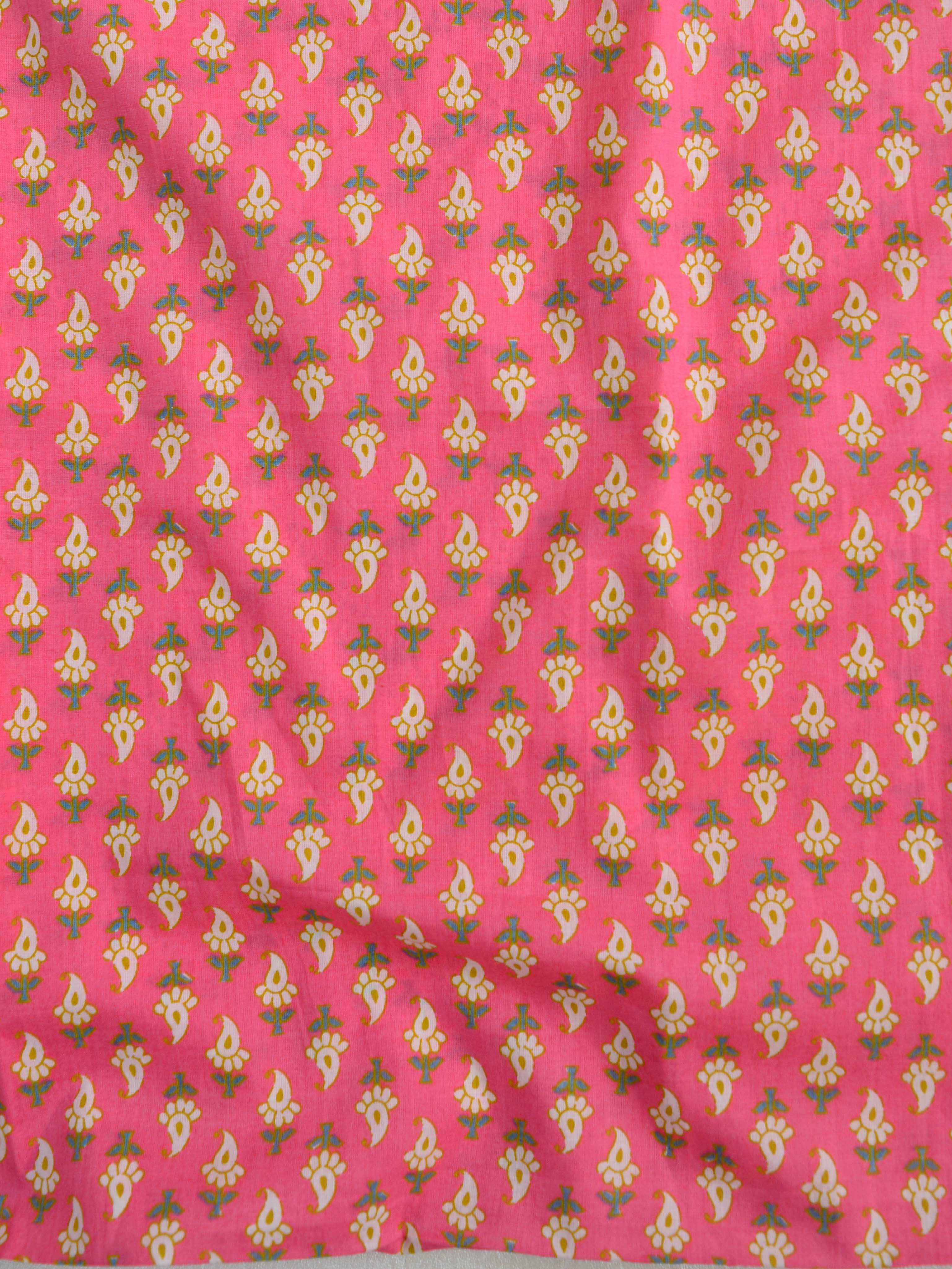 Handloom Mul Cotton Kameez & Bottom Set-Pink