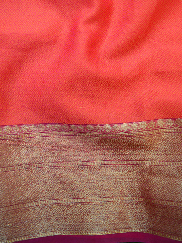 Banarasee Organza Mix Saree With Tanchoi Design Zari Border-Red