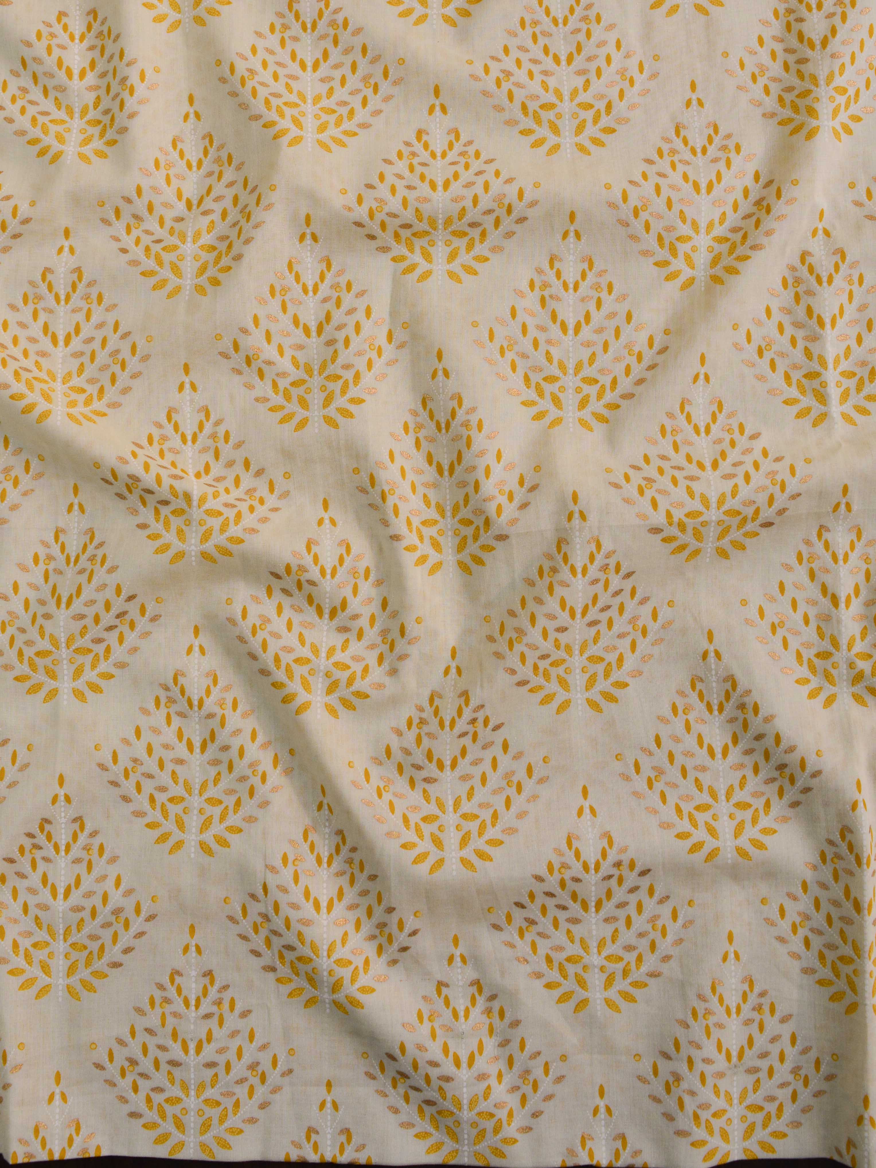 Handloom Mul Cotton Kameez & Bottom Set-Yellow