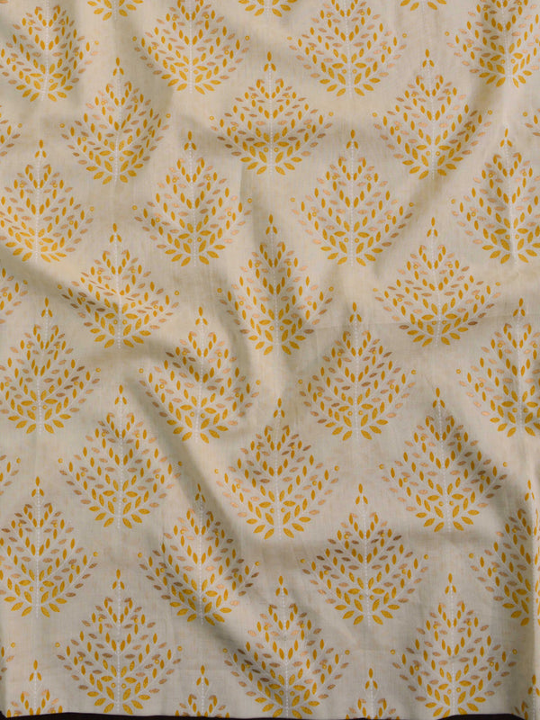 Handloom Mul Cotton Kameez & Bottom Set-Yellow