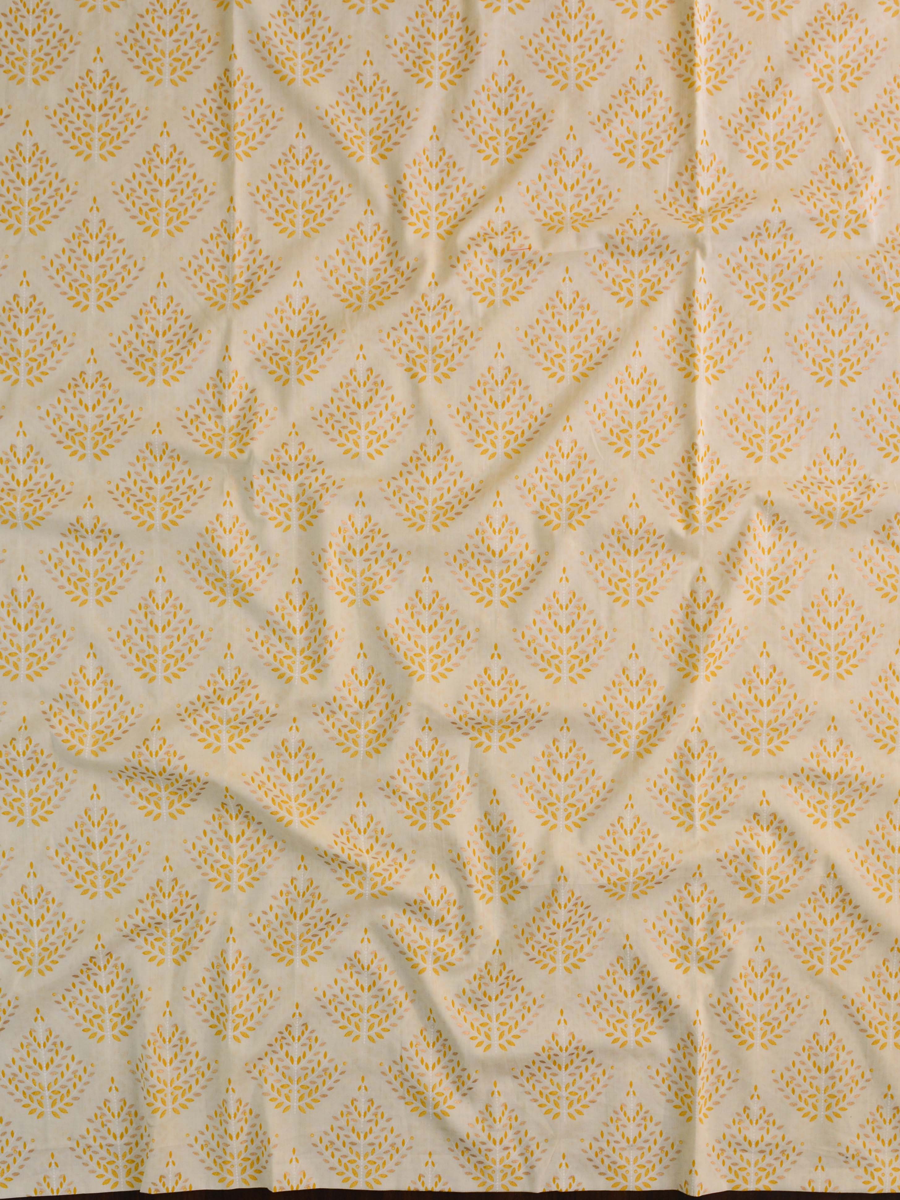 Handloom Mul Cotton Kameez & Bottom Set-Yellow