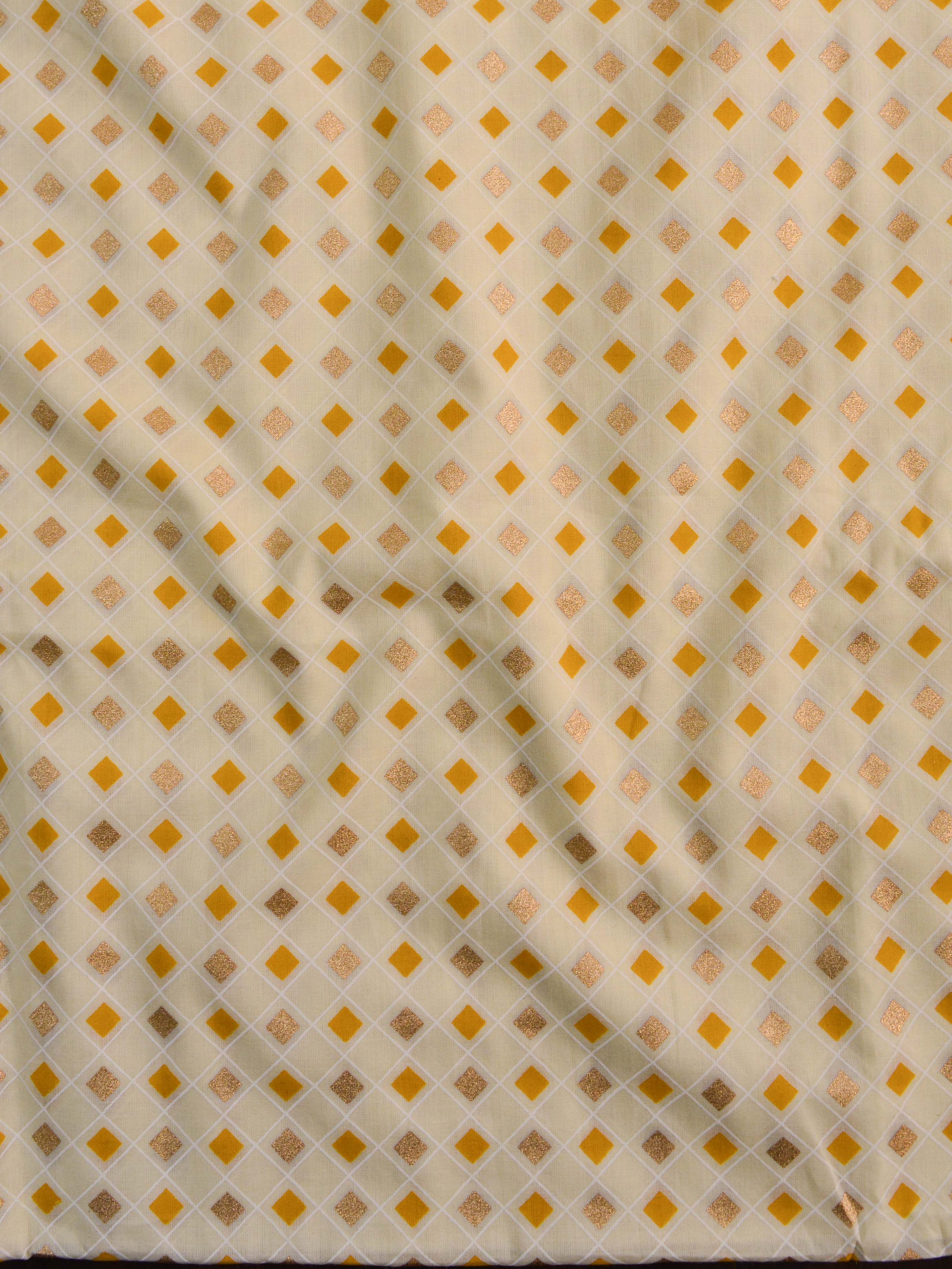 Handloom Mul Cotton Kameez & Bottom Set-Yellow