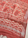 Handloom Linen Cotton Block Print Suit Set-Maroon