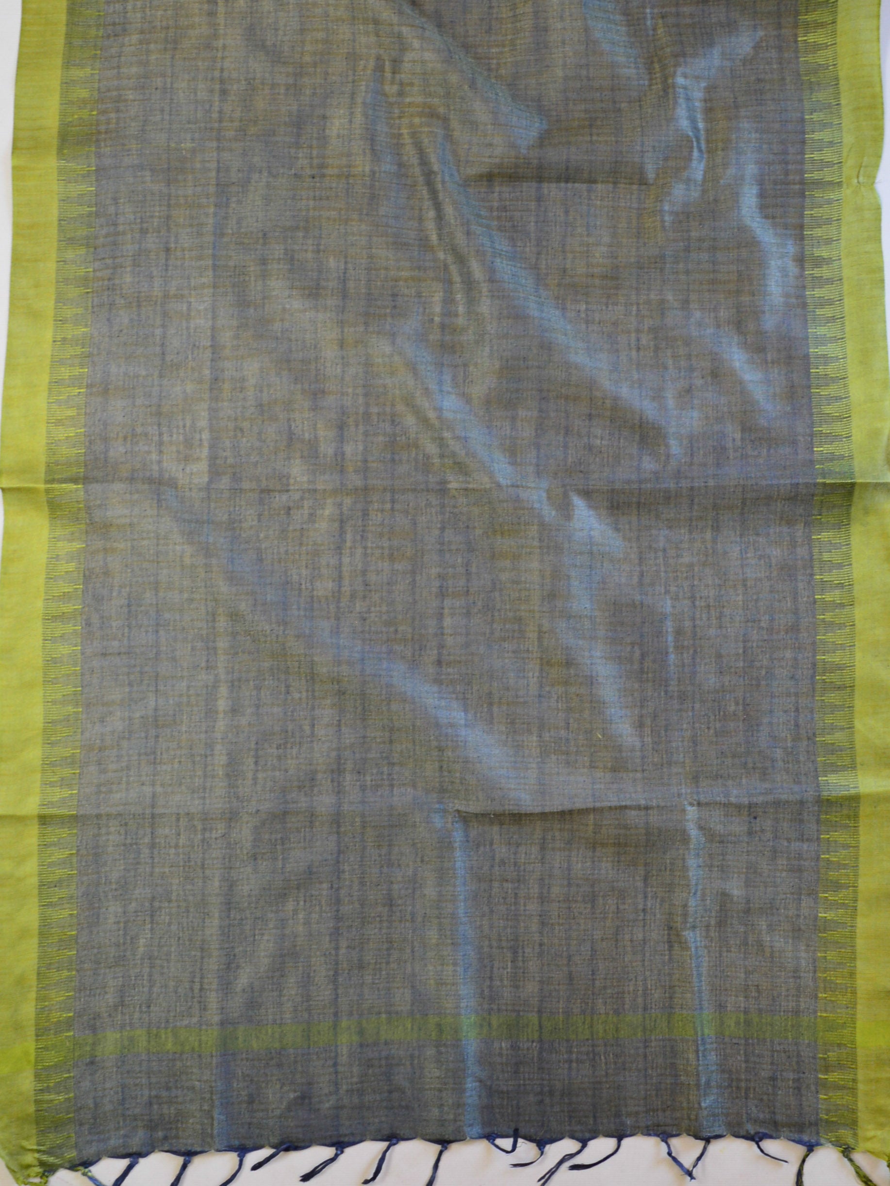 Handloom Khadi Cotton Salwar Kameez Dupatta Set-Yellow & Grey