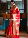 Banarasee Handwoven Semi Silk Saree With Zari Buti & Border-Red