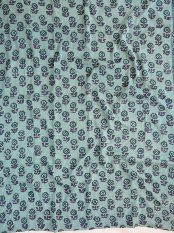 Handloom Linen Cotton Block Print Suit Set-Green