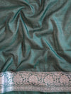 Banarasee Handwoven Faux Georgette Saree With Silver Zari Buti & Contrast Border Design-Blue