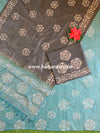 Pure Handloom Khadi Cotton Hand-Dyed Batik Pattern Salwar Kameez Dupatta Set-Blue & Grey