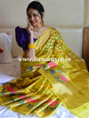 Banarasee Handwoven Semi-Chiffon Saree With Zari Work & Meena Border-Yellow
