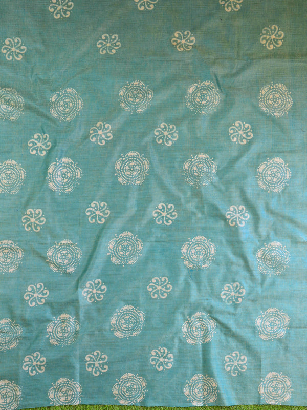 Pure Handloom Khadi Cotton Hand-Dyed Batik Pattern Salwar Kameez Dupatta Set-Blue & Grey