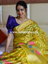 Banarasee Handwoven Semi-Chiffon Saree With Zari Work & Meena Border-Yellow