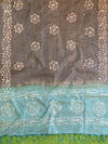 Pure Handloom Khadi Cotton Hand-Dyed Batik Pattern Salwar Kameez Dupatta Set-Blue & Grey