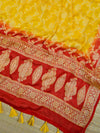 Banarasee Handloom Pure Chiffon Silk Salwar Kameez Set-Red & Yellow