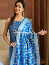 Banarasee Salwar Kameez Cotton Silk Resham Buti Woven Fabric-Blue