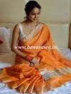 Banarasee Cotton Silk Mix Banswada Sari With Hand-Embroidery Work-Orange
