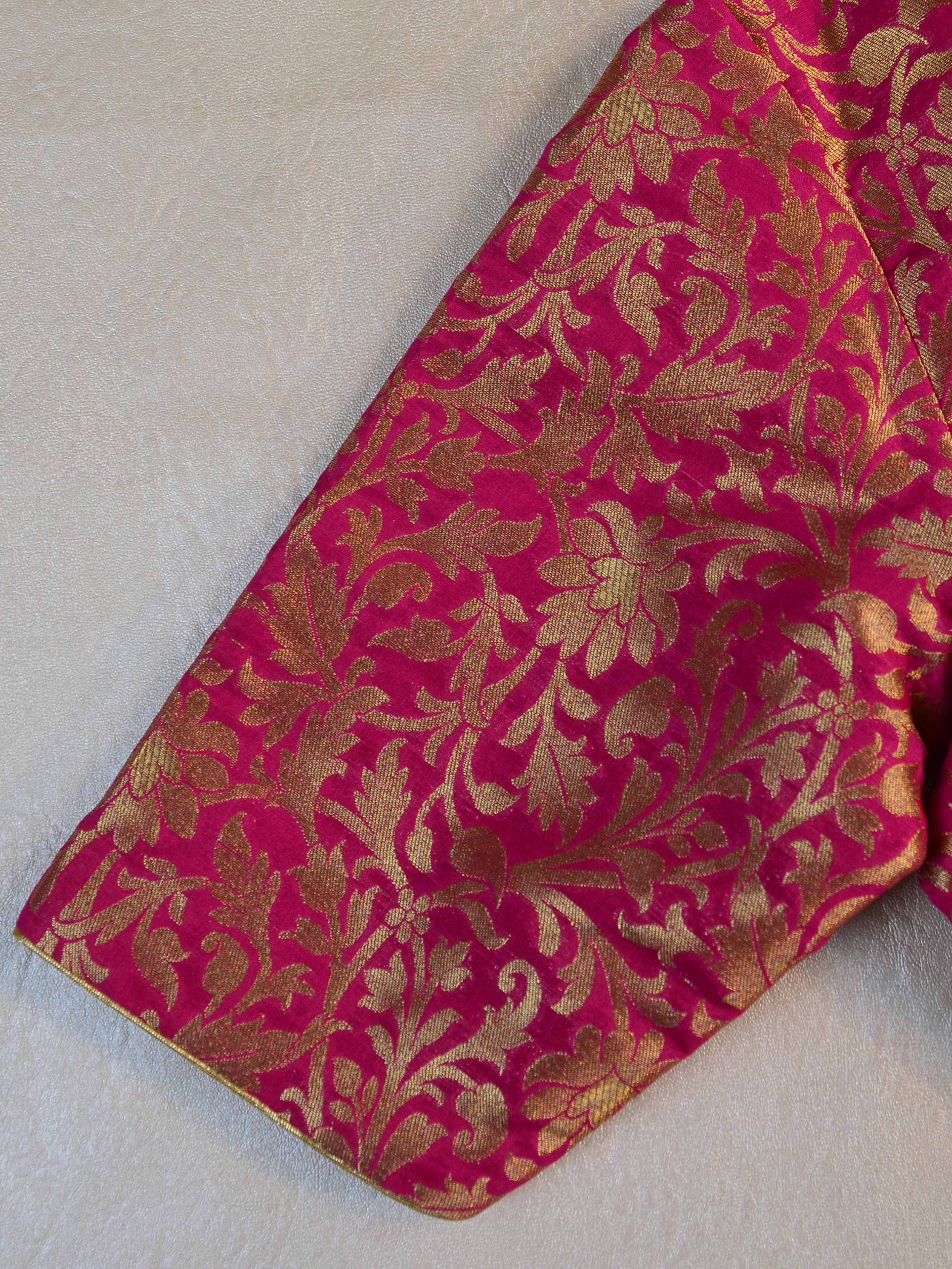 Banarasee Art Silk Fabric Zari Jaal Blouse-Pink