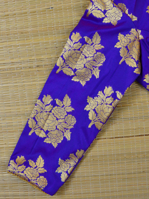 Banarasee Pure Silk Brocade Fabric Blouse-Purple(Dual Tone)