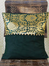 Banarasee Brocade Silk Cushion Cover-Deep Green