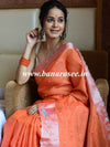 Banarasee Cotton Silk Mix Banswada Sari With Hand-Embroidery Work-Peach