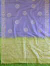Pure Handloom Khadi Cotton Hand-Dyed Batik Pattern Salwar Kameez Dupatta Set-Green & Purple