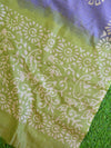 Pure Handloom Khadi Cotton Hand-Dyed Batik Pattern Salwar Kameez Dupatta Set-Green & Purple