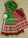 Banarasee Handloom Pure Chiffon Silk Salwar Kameez Set-Green & Maroon