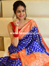 Banarasee Handwoven Semi-Chiffon Saree With Buti Design & Border-Royal Blue