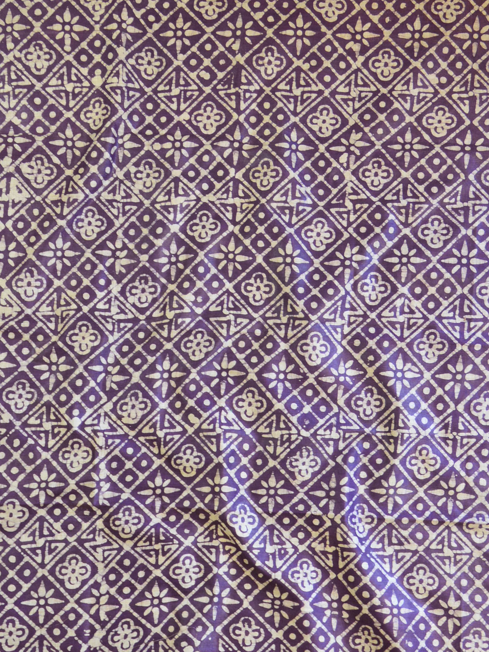 Pure Handloom Khadi Cotton Hand-Dyed Batik Pattern Salwar Kameez Dupatta Set-Pink & Purple