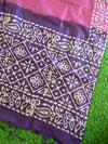 Pure Handloom Khadi Cotton Hand-Dyed Batik Pattern Salwar Kameez Dupatta Set-Pink & Purple