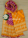 Banarasee Handloom Pure Chiffon Silk Salwar Kameez Set-Yellow & Pink