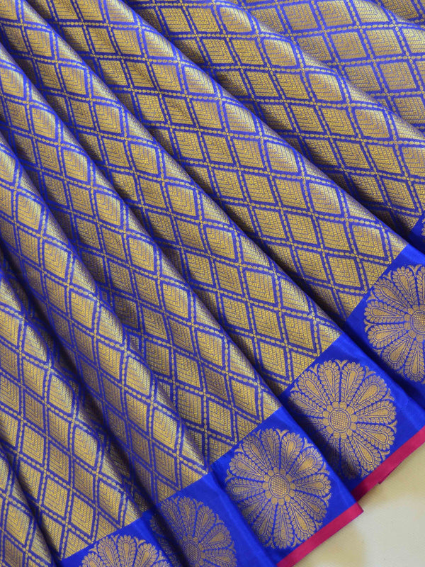 Banarasee Kora Muslin Saree With Zari Weaving Design-Blue