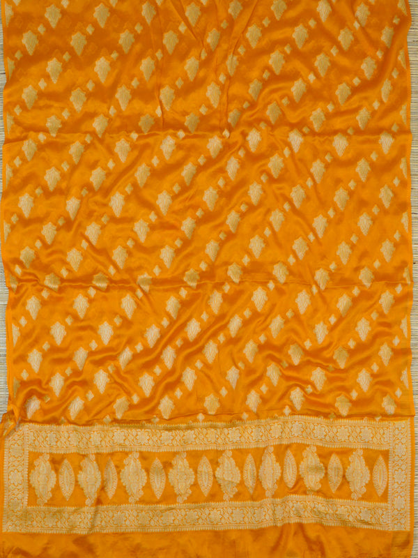 Banarasee Handloom Pure Chiffon Silk Salwar Kameez Set-Yellow & Pink