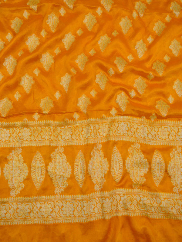 Banarasee Handloom Pure Chiffon Silk Salwar Kameez Set-Yellow & Pink
