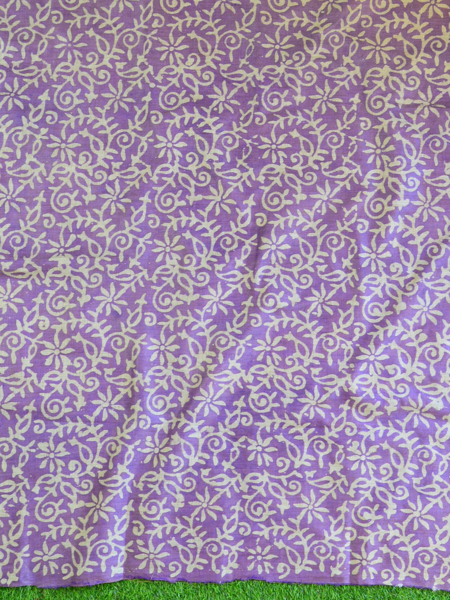 Pure Handloom Khadi Cotton Hand-Dyed Batik Pattern Salwar Kameez Dupatta Set-Purple & Yellow