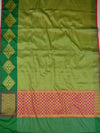 Banarasee Kora Muslin Saree With Zari Weaving Design-Green