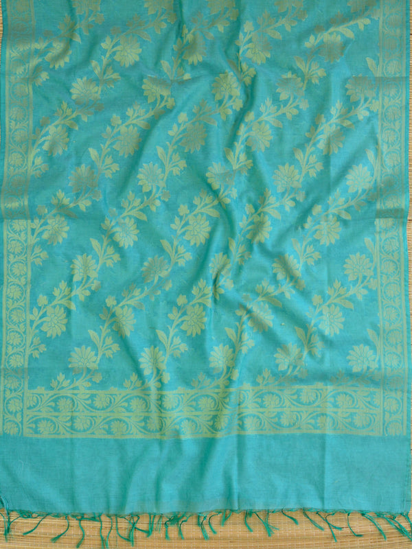 Banarasee Art Silk  Salwar Kameez Fabric With Dupatta-Sea Green