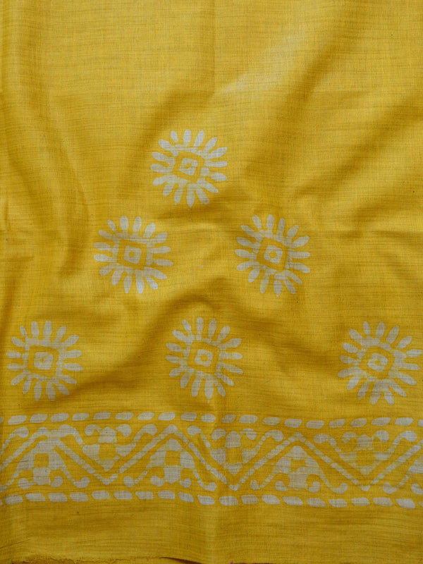 Pure Handloom Khadi Cotton Hand-Dyed Batik Pattern Salwar Kameez Dupatta Set-Purple & Yellow