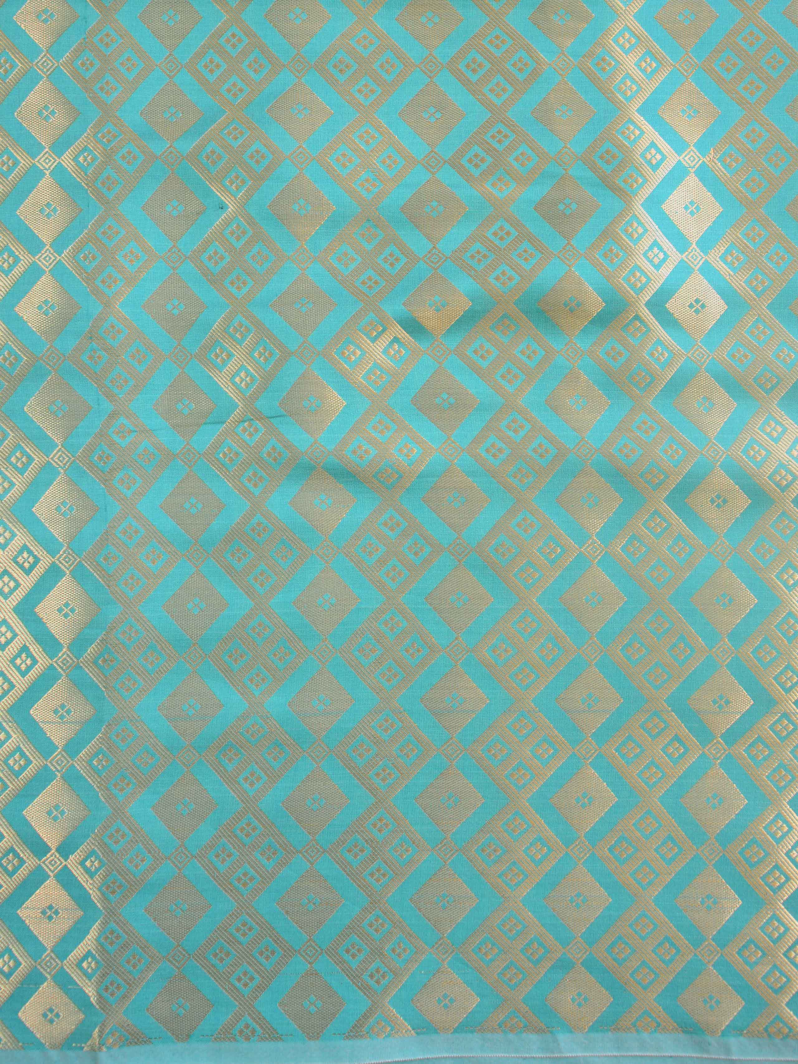 Banarasee Art Silk  Salwar Kameez Fabric With Dupatta-Sea Green