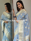 Banarasee Handwoven Semi Silk Saree With Zari Buti & Border-Grey