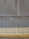 Banarasee Handwoven Semi Silk Saree With Zari Buti & Border-Grey